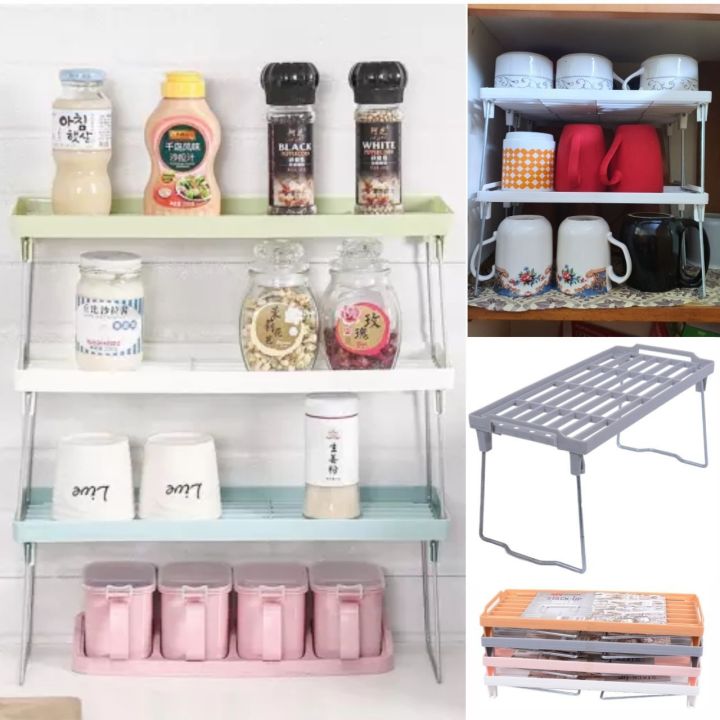 Foldable Spice Jar Shelf Rack for Kitchen Pantry Cabinet Organizer