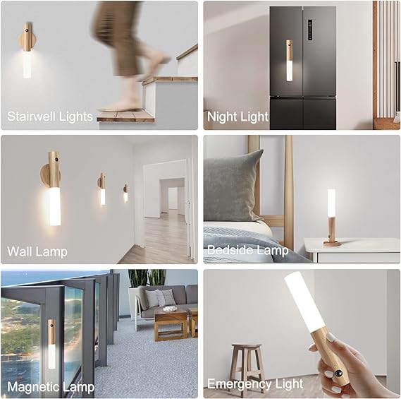 Led Wood Night Light wall lamp with magnetic sensor