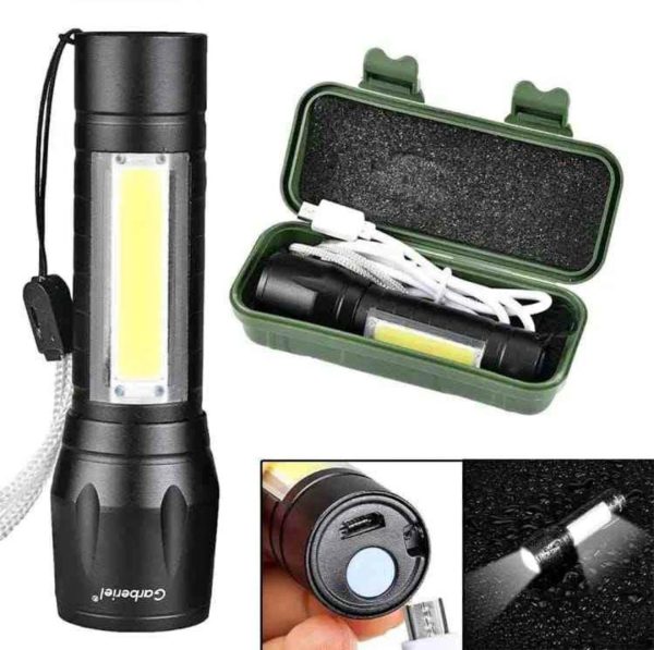 Led Flashlight Lamp Torch With Clip Three Mode Zoomable Lamp Built In Battery