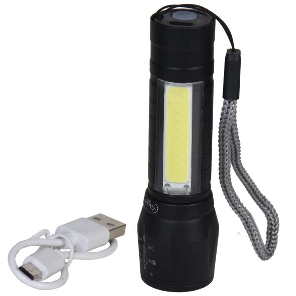 Led Flashlight Lamp Torch With Clip Three Mode Zoomable Lamp Built In Battery