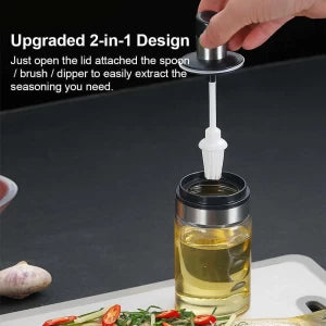 Glass Oil Bottle with Silicone Brush – Ideal for Cooking & BBQ.
