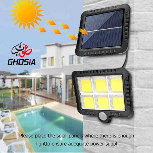 Solar LED Street Light – Outdoor wall lamp with remote control and solar panel.