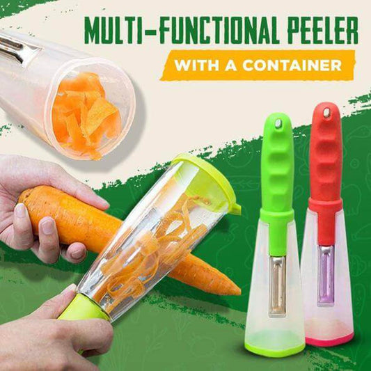 Multifunctional Peeler with Built-in Trash Can – Stainless Steel Blade for Fruits & Vegetables.