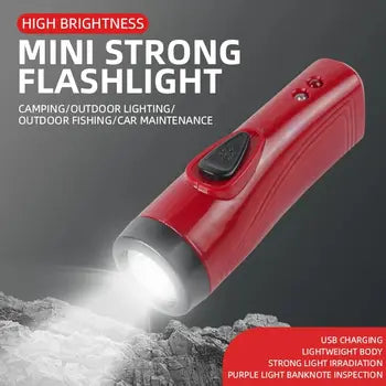Torch Mini Flashlight Rechargeable 500mah Abs Plastic Body give