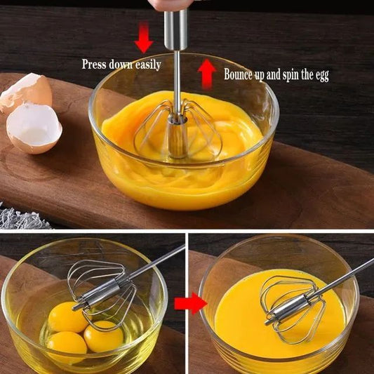 Manual Self-Turning Egg Beater for Whisking & Mixing Cream
