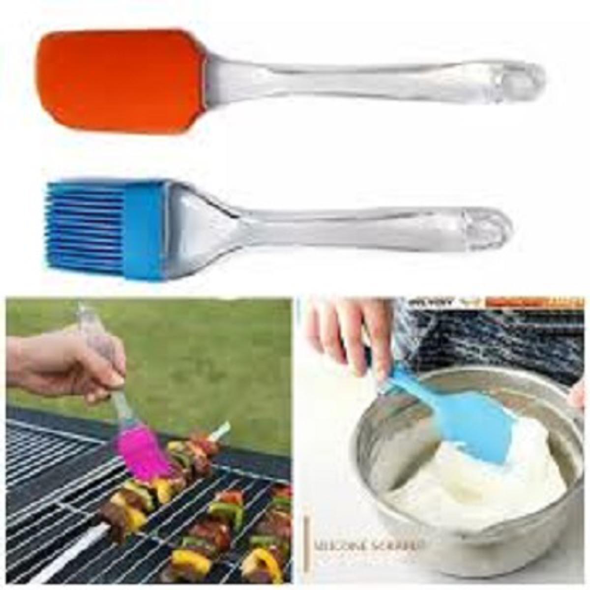 2-Piece Silicone Spatula & Brush Set – Ideal for Baking & Cooking.