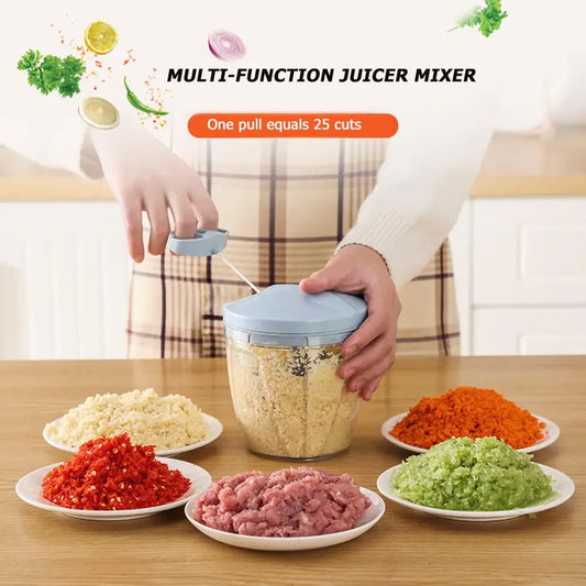 Hand-Pulled Multipurpose Chopper – Meat Grinder & Vegetable Cutter.