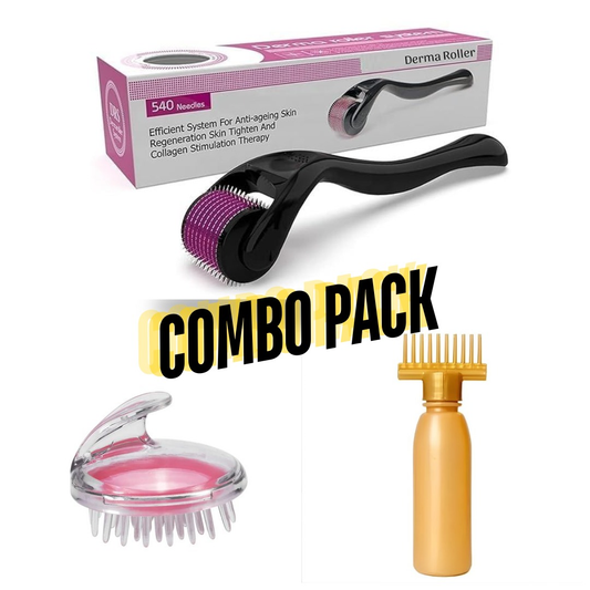 3-in-1 Derma Roller, Scalp Brush & Oil Bottle