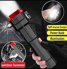 LED Torch Light – Rechargeable with hammer and power bank.