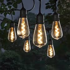 LED String Light – Indoor/outdoor plug-in with ST64 novelty bulbs, black.