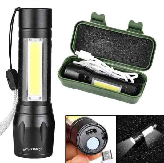 Led Flashlight Lamp Torch With Clip Three Mode Zoomable Lamp Built In Battery
